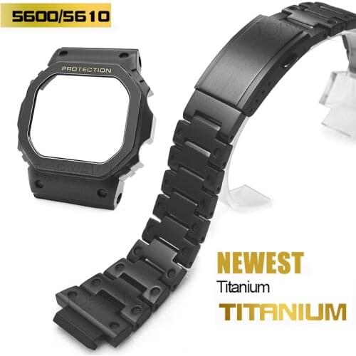 DW5600 Metal Watch Strap Band Titanium Alloy Watchband Case for GW-5000 5035 GW-M5610 Belt Bezel Camouflage Blue Black Silver