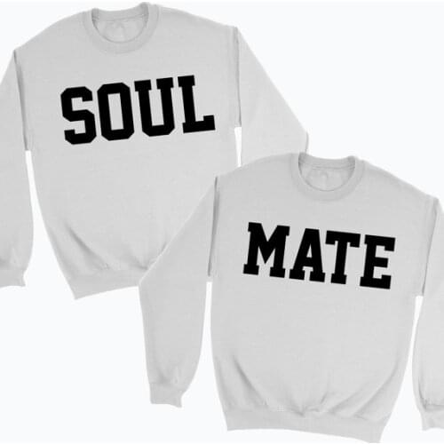 His or Hers Soul Mate Couples Sweatshirt Jumper Best gifts for him or her Love Heart Valentines Mr Mrs Wedding Honeymoon Match