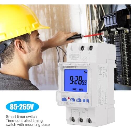 Electronic Weekly 7 Days Programmable Digital Timer Switch Backlit LCD Time Relay DIN Rail Mount AC 85-265V