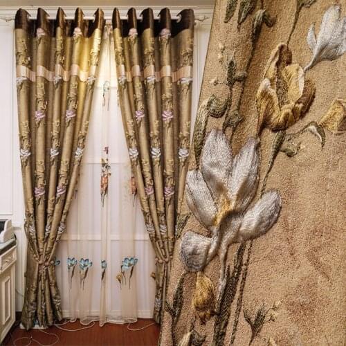 Europe and the United States Royal 4D Jacquard full blackout bedroom curtains high quality thick living room decorative curtains