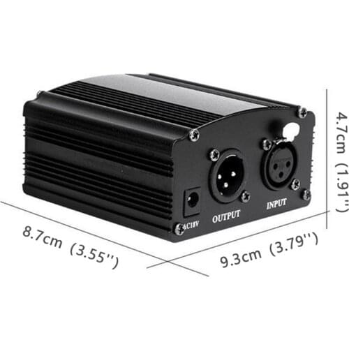 48V Phantom Power Supply with Adapter & XLR Audio Cable for Condenser Microphone