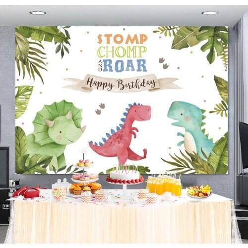 Laeacco Cartoon Jurassic Park Theme Birthday Backdrop Baby Dinosaur Jungle Party Newborn Baby Shower Photography Background