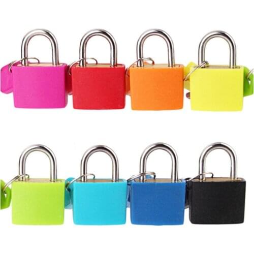 Small Steel Padlock Travel Suitcase Diary Lock With 2 Keys Colored Plastic Case Padlock Decoration Brand New And High Quality