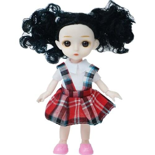 Fashion 16cm Doll 13 Moveable Jointed Mini Black Hair Naked Women Body With Shoes Makeup DIY Dress Up Clothes For Baby Girl Toys