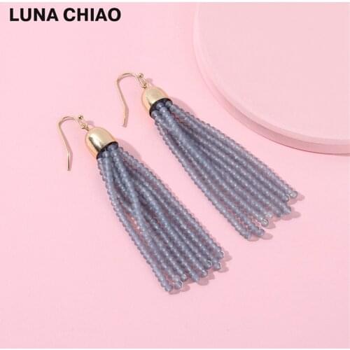 LUNA CHIAO Trendy BOHO Bohemian Glass Crystal Seed Beads DropTassel Earrings for Women