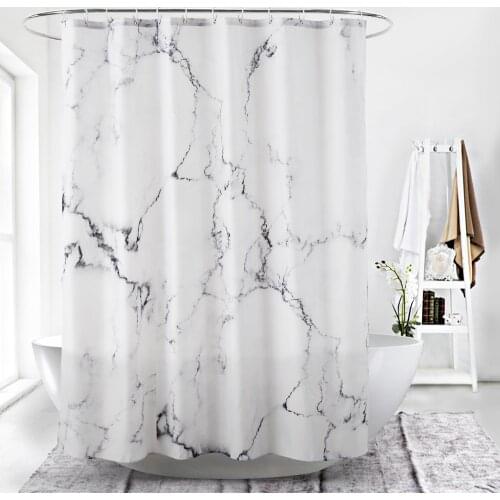 Marble Pattern Bathroom Curtain Waterproof Shower Curtains Fabric Polyester Bathing Curtain Mildew Proof Curtains with Hooks