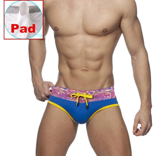 Mens Swimwear Push Up Swim Bikini Briefs Pad Swimsuits Retro Low Waist Board Surf Shorts Trunks Beach Underwear Male