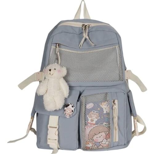 Kawaii Nylon Women Backpack Fashion Waterproof Rucksack for Teen Girls School Bag Cute Student Bookbag Travel Mochila