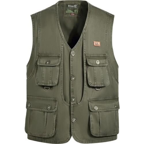 New spring and autumn models mens multi-pocket vest men outdoor fishing photography canvas waistcoat plus size S-4XL 3XL 2Xl