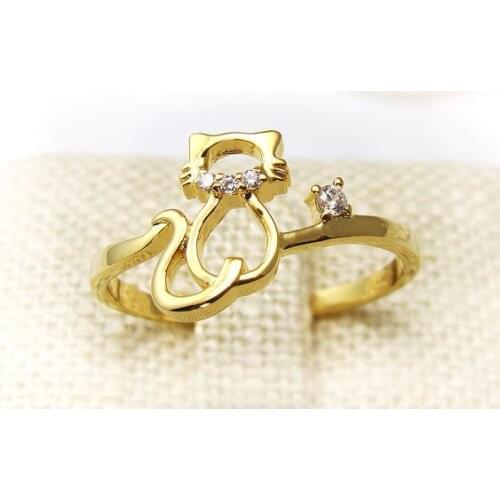 Wholesale Unique Trendy Hollow Out Kitty Cat Adjustable Ring High Quality Design Mens Promise Rings Women Gift Overwatch Aros
