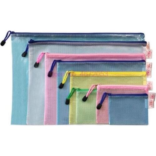 200pcs/lot Waterproof Plastic Zipper Paper File Folder Book Pencil Pen Case Bag File document bag for office student supplies