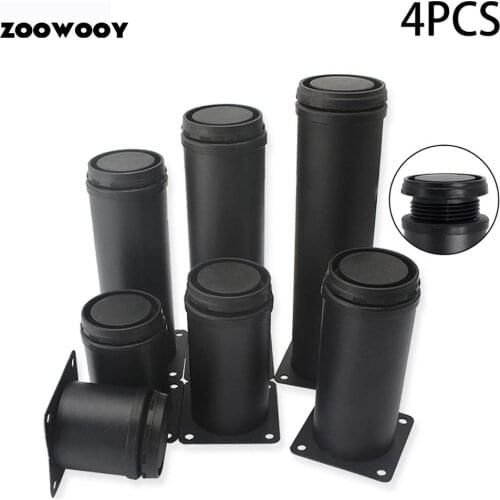 4pcs Stainless Steel Adjustable Sofa Legs Matte Black 5-25cm Metal, Replacement Leg for Sofa Couch Chair Ottoman Cabinet