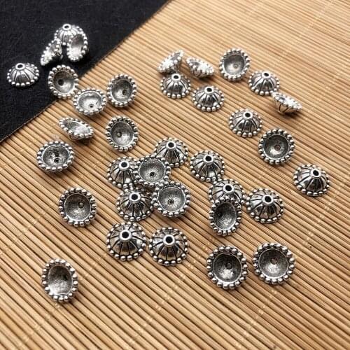 20pcs/Lot 10x10x4mm Tibetan Antique Round Flower Bead End Caps Receptacle Hollow Out Flower Torus DIY Spaced Apart Jewelry