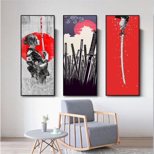 Japanese Ukiyo-e Beauty Sword Posters And Prints Print Weapon Canvas Painting Living Room Mural Home Decoration Wall Art Picture