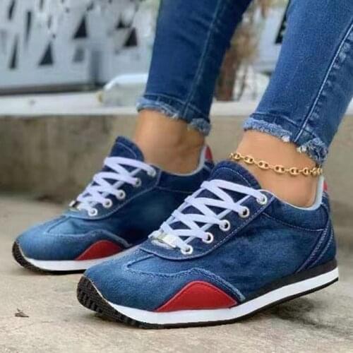 New Women Sneakers Platform Denim Shoes Womens Shoes Casual Woman Sport Shoes Tennis Female Thick Ladies Casual Trainers Mujer