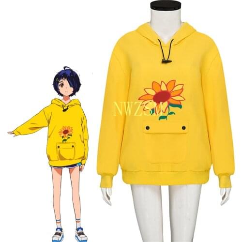 Anime WONDER EGG PRIORITY Ohto Ai Hooded Pullover Hoodies Jacket Cosplay Costume Women Yellow Sweatshirts