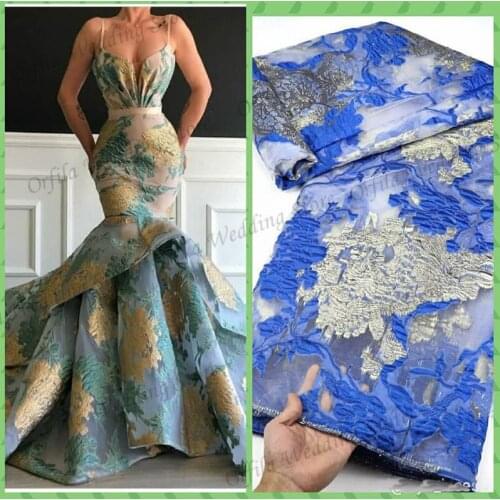 Robe De Soiree Latest African Brocade Lace Flower Prom Dress Mermaid Spaghetti Straps African Evening Dresses Sparkly Party Wear