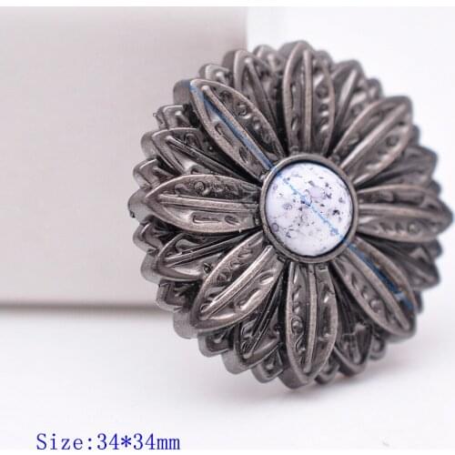 10pcs Blue White Bead Gunmetal Rose Flower Western Saddle Leathercraft Conchos For Hatband Pet Collar Shoe Bag Ornament