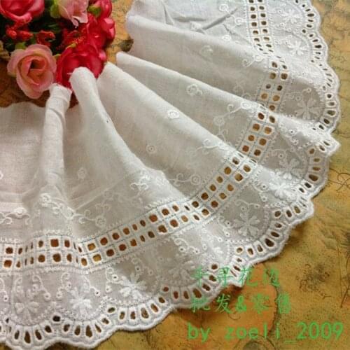 5 Yard / lot exquisite cotton lace trim decoration clothes accessories cotton cloth embroidery 12cm diy fabric
