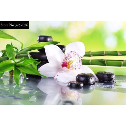 5D DIY Diamond Painting White Flowers Cross Stitch Kits Diamond Embroidery Orchid Mosaic Magic Cube Diamond Arts Home Decoration