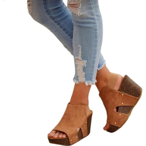 Platform Sandals Wedges Shoes For Women Peep Toe High Heels Sandalias Mujer Summer Shoes PU Leather Heels Sandals