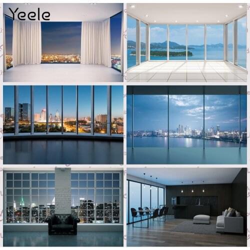 Yeele City Night View House Window Floor Safa Baby Portrait Photography Backdrop Photographic Background For Photo Studio