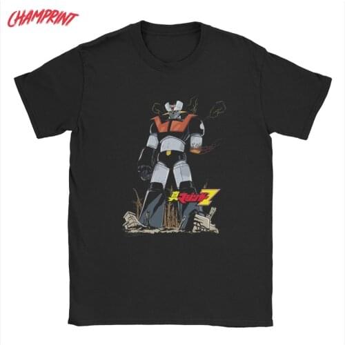Mazinger Z Cartoon T-Shirts Men Anime Character Robot Cool 100% Cotton Tees Round Neck Short Sleeve T Shirt Party Clothes