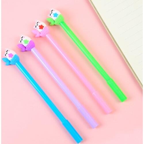 24 pcs Creative cartoon student mermaid gel pen creative cute fun fishtail wholesale kawaii pens escritorio papelaria