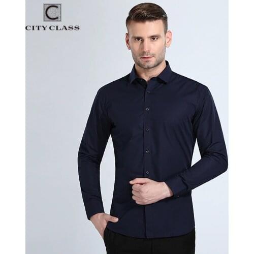 City Class 2018 Mens Dress Shirt Slim Fit Shirts Camisa Social Long Sleeve Man Shirts High Quality Wash And Wear Men Shirt 1030
