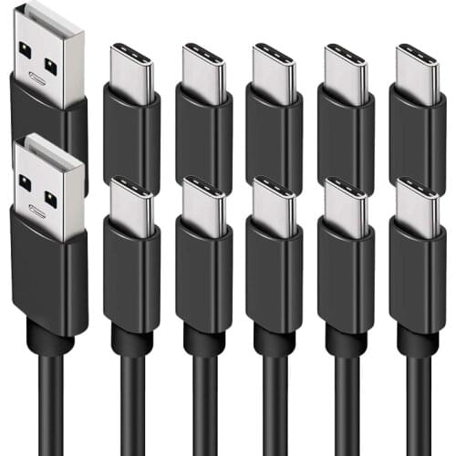 USB Type C Cable 3A 10-Pack Fast Charger Cord for Samsung Galaxy S21 S20 S8 S9 S10 Note 9 8 Google Pixel 2 3 XL LG G7 V20 V30