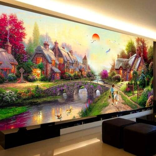 Newest Big Size Landscape Painting 5D Fantastic Garden Cottage Creative Diamond Embroidery Painting DIY Mosaic Gift Home Decorat
