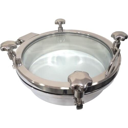 450mm SS316 or 304 Circular manhole cover w pressure Round tank manway door Full view glass cover