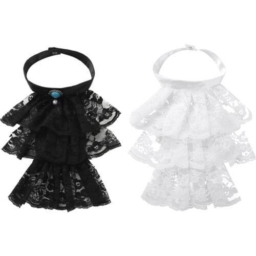 Lace Jabot Victorian Renaissance Detachable Fake Collar Ruffled Lace Jabot Neck Collar Stage Party Steampunk Costume Accessory