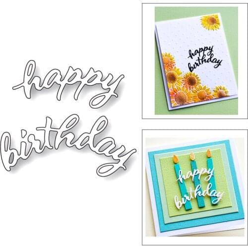 2020 Hot 3D Happy Birthday Art Words New Metal Cutting Dies Foil Stencils For Scrapbooking Paper and Card Making Craft No Stamps