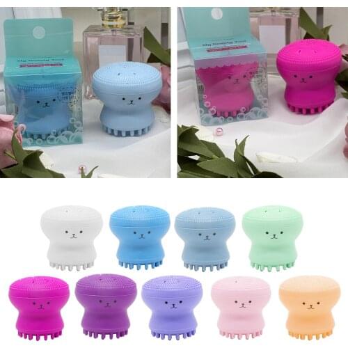 Small Octopus Cute Silicone Face Brush for Remove Scrub Deep Cleansing Exfoliator Face Scrub Washing Brush Facial Cleanser