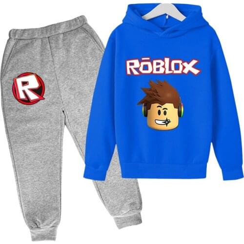 Robloxing Boy Girls Fashion Sports Suit Childrens Clothes Hoodie Tops Pants Two-piece Clothes Set Cotton Jersey