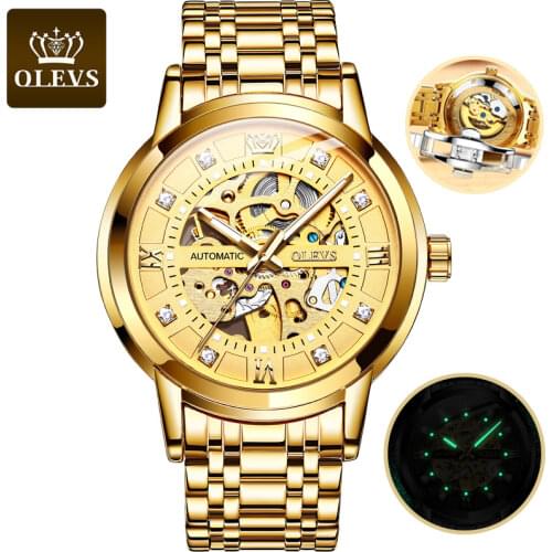 OLEVS Top brand mens mechanical watch business mens waterproof Automatic mechanical watch Dress Luxury mens Watch