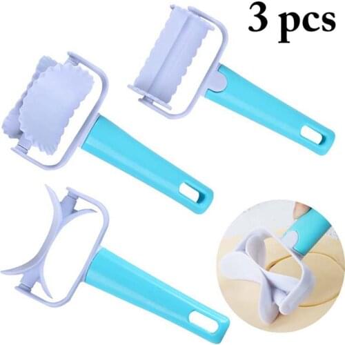 2019 New 3pcs Rolling Biscuit Cookies Cutter Mold Maker Cake DIY Decorating Stamp Decorating Set DIY Fondant Cutter BakingTools