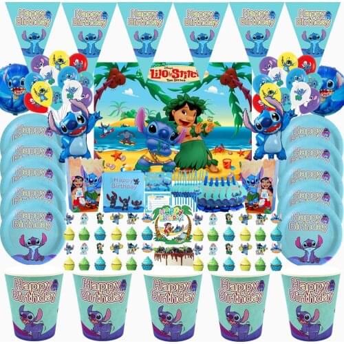 Disney Stitch Themed Disposable Tableware Paper Plates For Child Favors Birthday Baby Shower Supplies Lilo & Stitch Party Decor