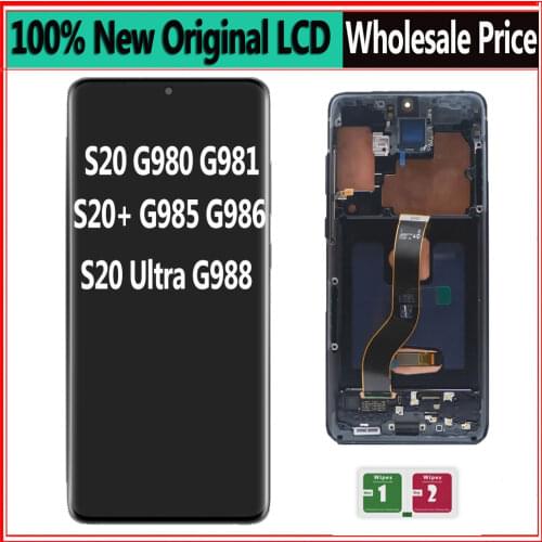 New Original For Samsung Galaxy S20 Lcd G980 G980F Frame LCD Display Touch Screen Digitizer For Samsung s20 plus LCD G985 G985F