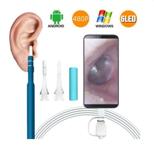 Otoscope 5.5mm Ear Endoscope 3 IN 1 Otoscopic Exam USB C Camera Earwax Removal Tool Use Andorid Phone PC for Child Dog Clean