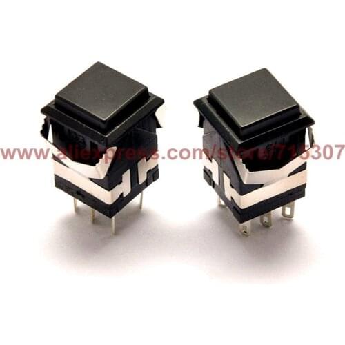 PHISCALE 10pcs push button switch non-locking KD2-24 unilluminated reset button black DPDT 6pins 3A 250V