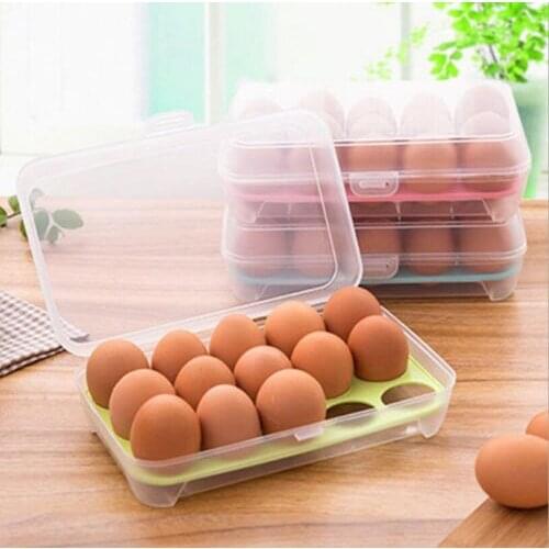 Useful Convenient Solid Egg Storage 15 Holes One Box Portable Refrigerator Fresh Container Case
