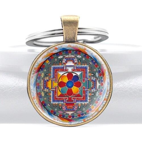 Unqiue Bohemia Style Glass Bronze Color Dome Vintage Keychains Men Women Keyring Jewelry брелок Gifts