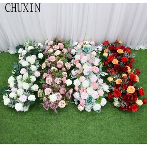 50/100cm Thicken Flower Runner Row Simulation Flower Road Lead Flower Wall Wreath Wedding Background Arch Decoration