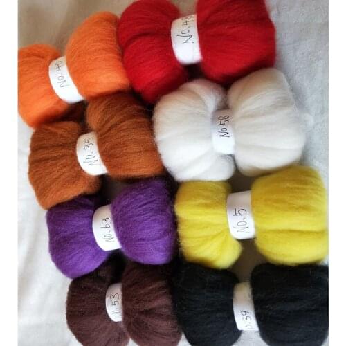 WFPFBEC felt wool roving merino wool felt kit needle for feling wool fibre for felting 80g 10g/color DIY craft