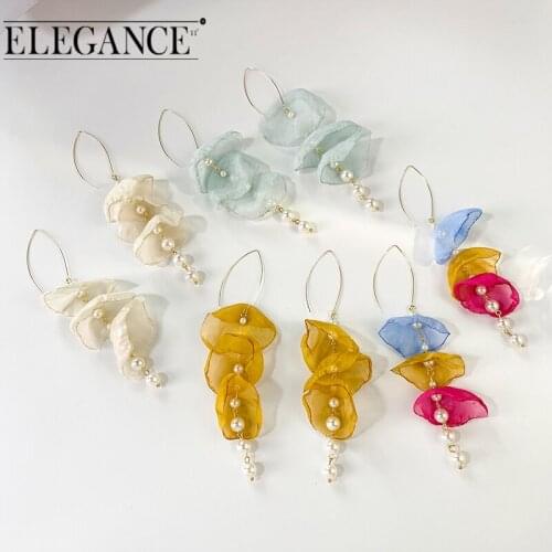 Elegance 2021 New Trendy Long Yarn Flower Earrings Bohemian Handmade Tassel Transparent Drop Earrings For Women Party Jewelry