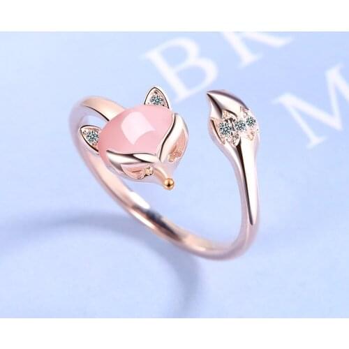 Korean Style Version Fresh Cute Fox Ring for Women Cat Eye Luxury Exquisite Fashion Charm Sailor Moon Aesthetic Ring Jewelry Set