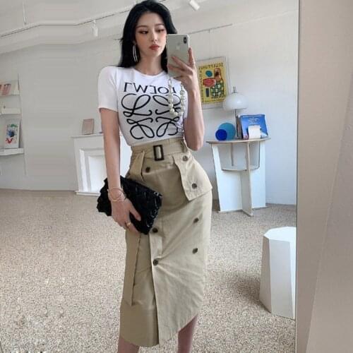 New 2021 Summer Women Vintage Turn Down Collar Print Long Shirt Blouse Dress + Black Split Accepting Waist Skirt Two Piece Set