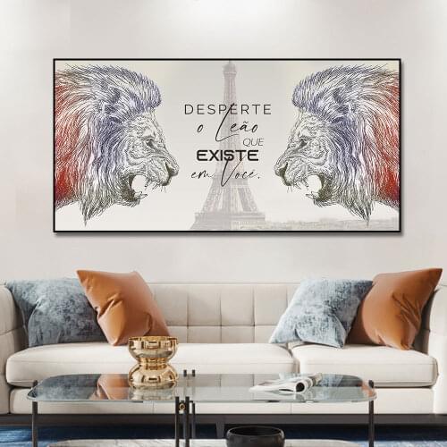 Ferocious Animal Waking Lion Poster Canvas Print Wall Art Picture For Living Room Home Decor Wall Decoration Frameless